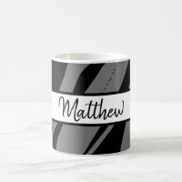 Mug Monogramme Zebra Grey Black & White Cadeau