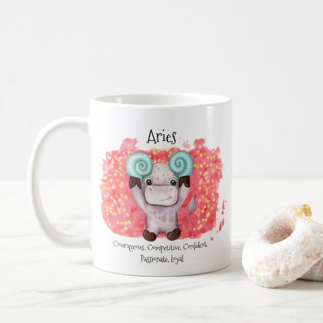 Mug Monogramme zodiaque de la couleur d'eau de l'argil (Avec donut)