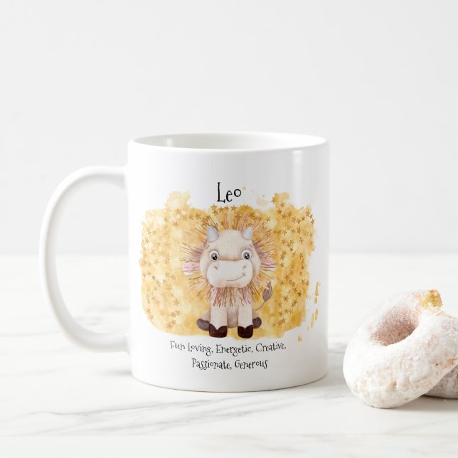 Mug Monogramme zodiaque de la couleur d'eau du lion de (Avec donut)