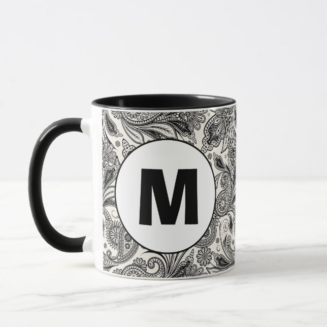 Mug Monographie cachemire noir et blanc (Gauche)