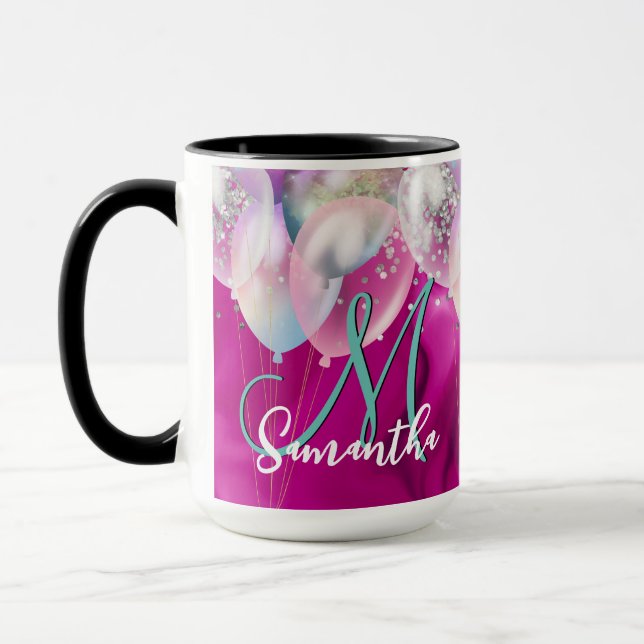 Mug Monographie de bulle de parties scintillant en fau (Gauche)