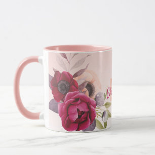 Mug Monographie de fleurs romantiques en or rose