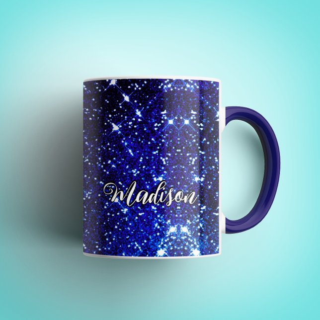 Mug Monographie de Parties scintillant bleue irisée Wh (Créateur téléchargé)