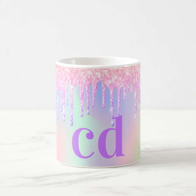 Mug Monographie des gouttes de violet rose holographiq (Centre)