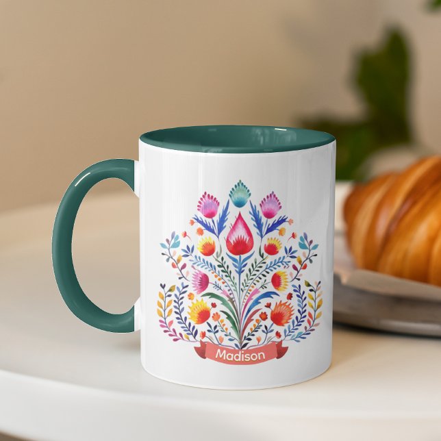Mug Monographie florale folklorique festive Noël (Créateur téléchargé)
