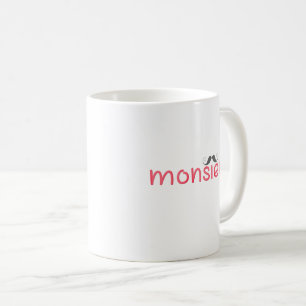 Mug MONSIEUR Fun French Citation & Moustache - Rouge