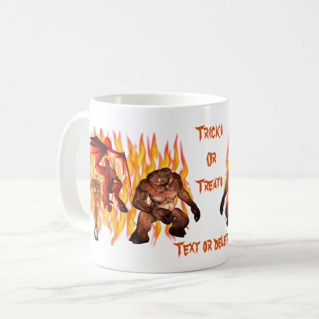 Mug Monster Gremlin Flames Halloween Personnalisé (Devant gauche)