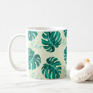 Mug Monstère tropicale émeraude palmier vert feuille a