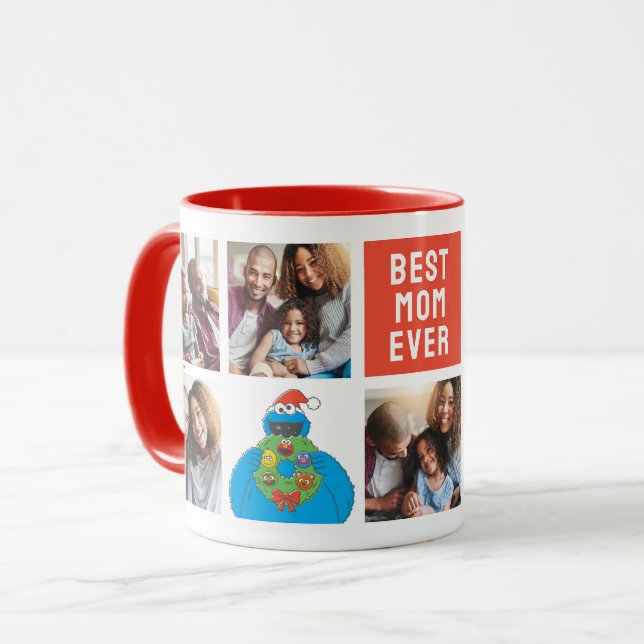 Mug Monstre de biscuits de Noël | Maman - Photo Collag (Devant gauche)