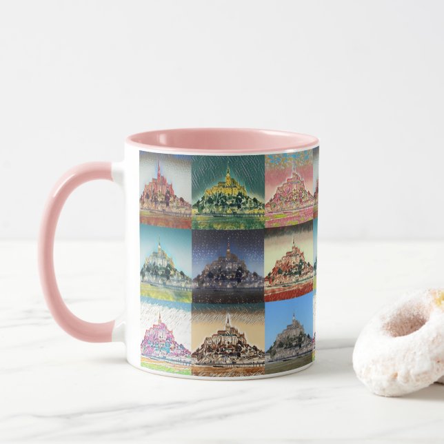 Mug Mont Saint Michel, Normandie, France Collage (Avec donut)