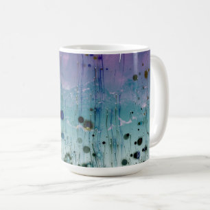 Mug Montagnes et points abstraits Aqua violet et noir