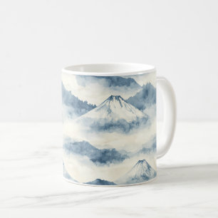 Mug Montagnes sereines enneigées - Bleu et blanc
