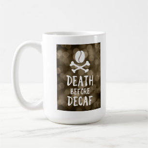 Mug mort avant café décaf haricots et arêtes croisées