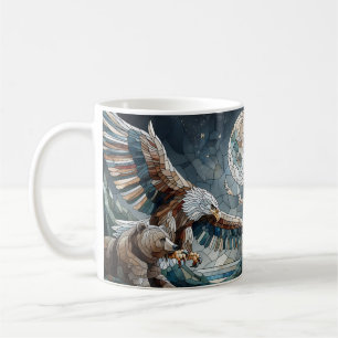 Mug Mosaic Ai Art   Ours Brown et Pleine lune d'aigle