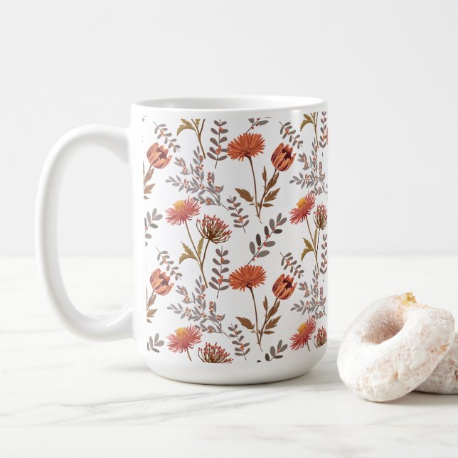 Mug Mosaïque des fleurs d'automne (Avec donut)