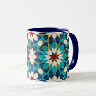 Mug Mosaïque marocaine de marbre blanc Turquoise bleu 