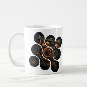 Mug Mosaïque Steampunk industriel : Géométrie orange e