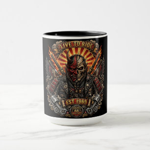 Mug Motard Samouraï Oni - Vivre Pour Rouler Établie 19