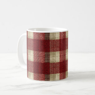 Mug Motif à carreaux élégant bordeaux ivoire rouge rou