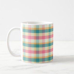 Mug Motif à carreaux en trame rose vif et sarcelle