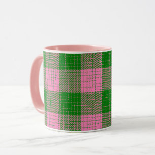 Mug Motif à carreaux et hachures rose et vert