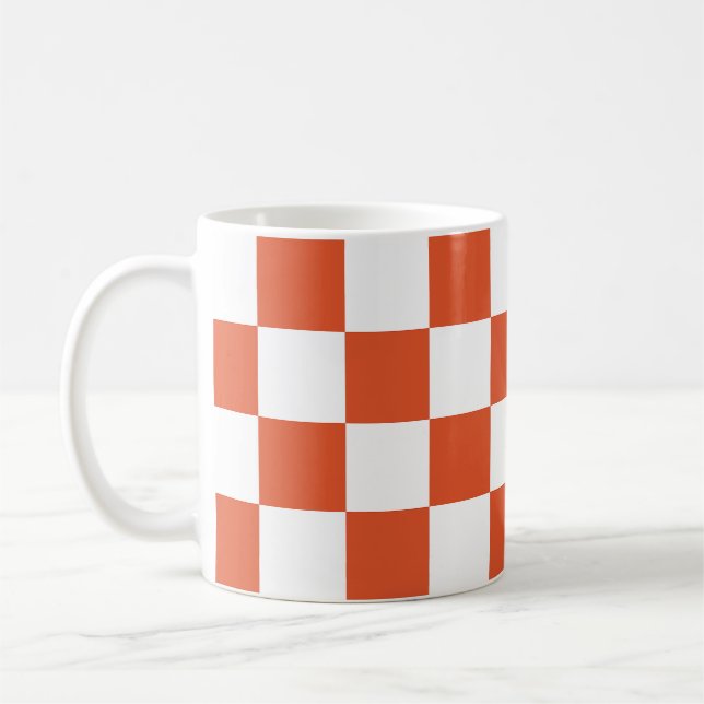 Mug Motif à carreaux orange et blanc (Gauche)