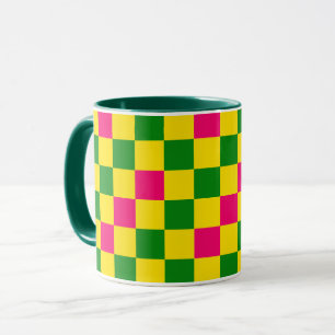 Mug Motif à carreaux rose jaune vert