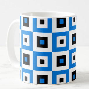 Mug Motif à carrés à carreaux bleu noir et blanc
