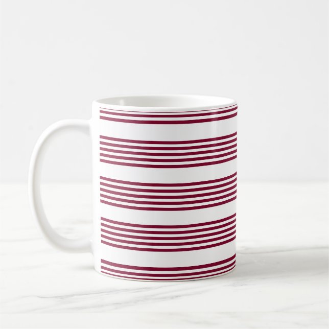 Mug Motif à cinq bandes rouge et blanc bordeaux (Gauche)