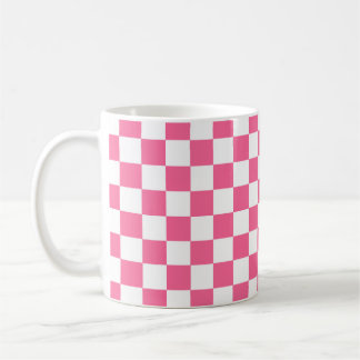 Mug Motif À damiers chèque rose blanc