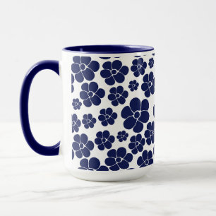 Mug Motif à fleurs - Bleu et Blanc
