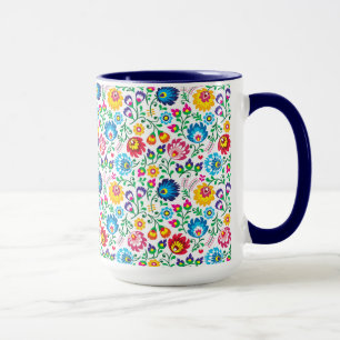 Mug Motif à fleurs d'art populaire 2