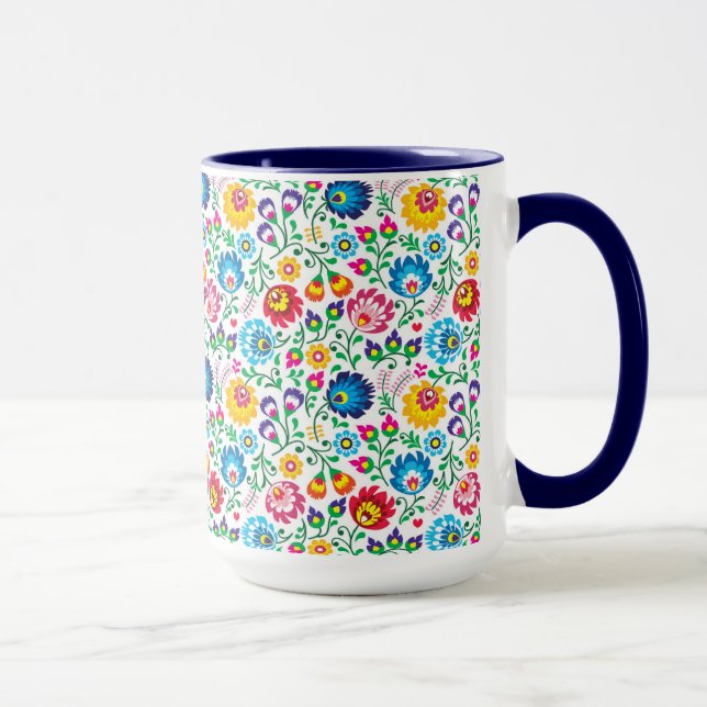 Mug Motif à fleurs d'art populaire 2 (Droite)