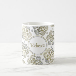 Mug Motif à fleurs d'or en argent rétro