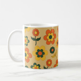 Mug Motif à fleurs Vintage orange rétro