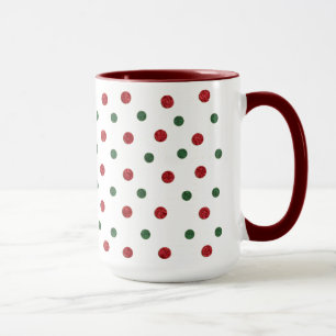 Mug Motif à points rétro de Noël rouge et vert