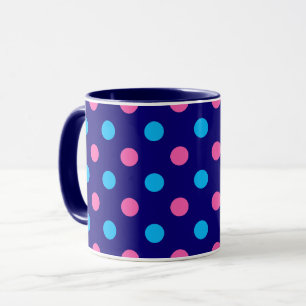 Mug Motif à pois bleu marine rose cyan