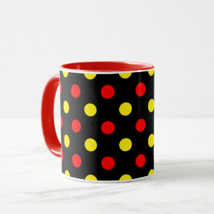 Mug Motif à pois jaune rouge noir 