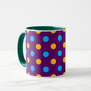 Mug Motif à pois jaunes bleus et violets 