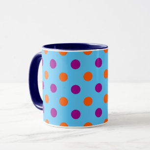 Mug Motif à pois orange bleu violet