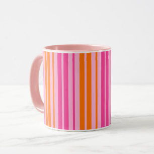 Mug Motif à rayures verticales rose et orange