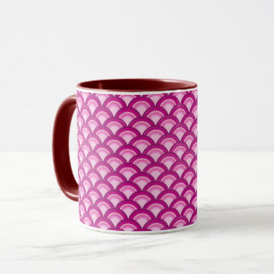 Mug Motif à vagues Art déco - magenta et rose