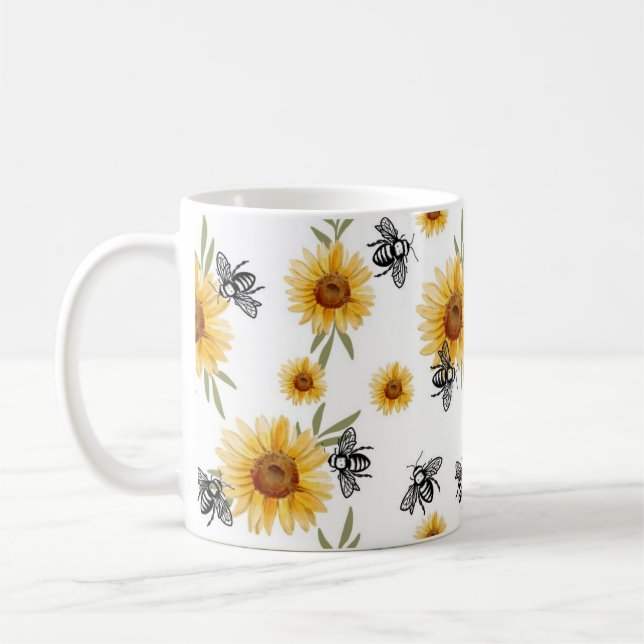 Mug Motif abeille et tournesol (Gauche)