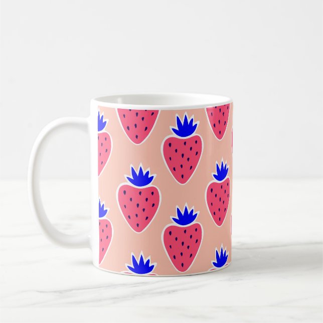 Mug motif Abstrait à la fraise sur pêche. (Gauche)