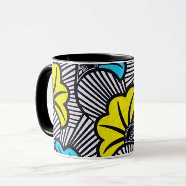 Mug Motif africain de tissu Ankara (Devant gauche)
