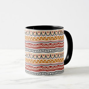 Mug Motif africain Vagues rouge et or