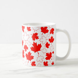 Mug Motif aléatoire blanc rouge de feuille d'érable du