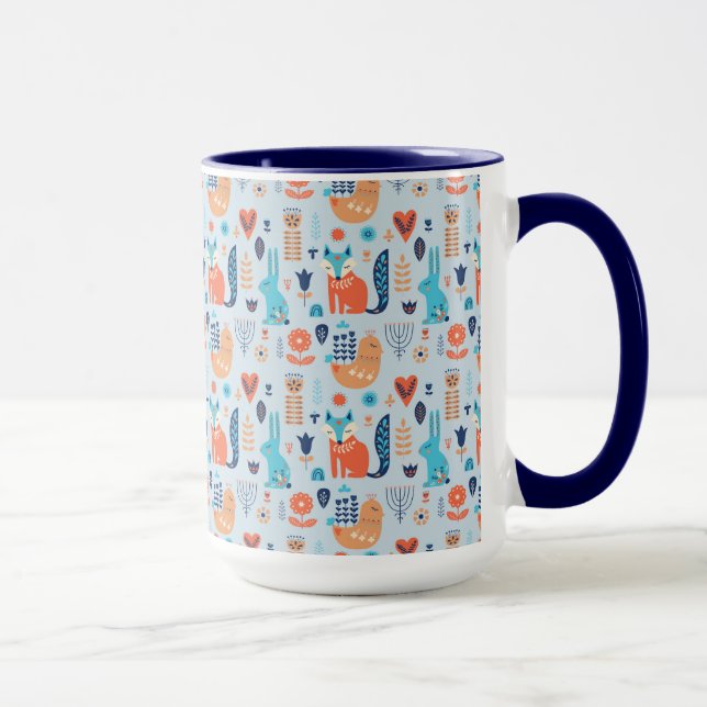 Mug Motif animal de région boisée d'art populaire (Droite)