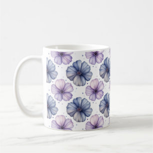 Mug Motif aquarelle floral lavande et bleu