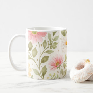 Mug Motif aquarelle florale douce  